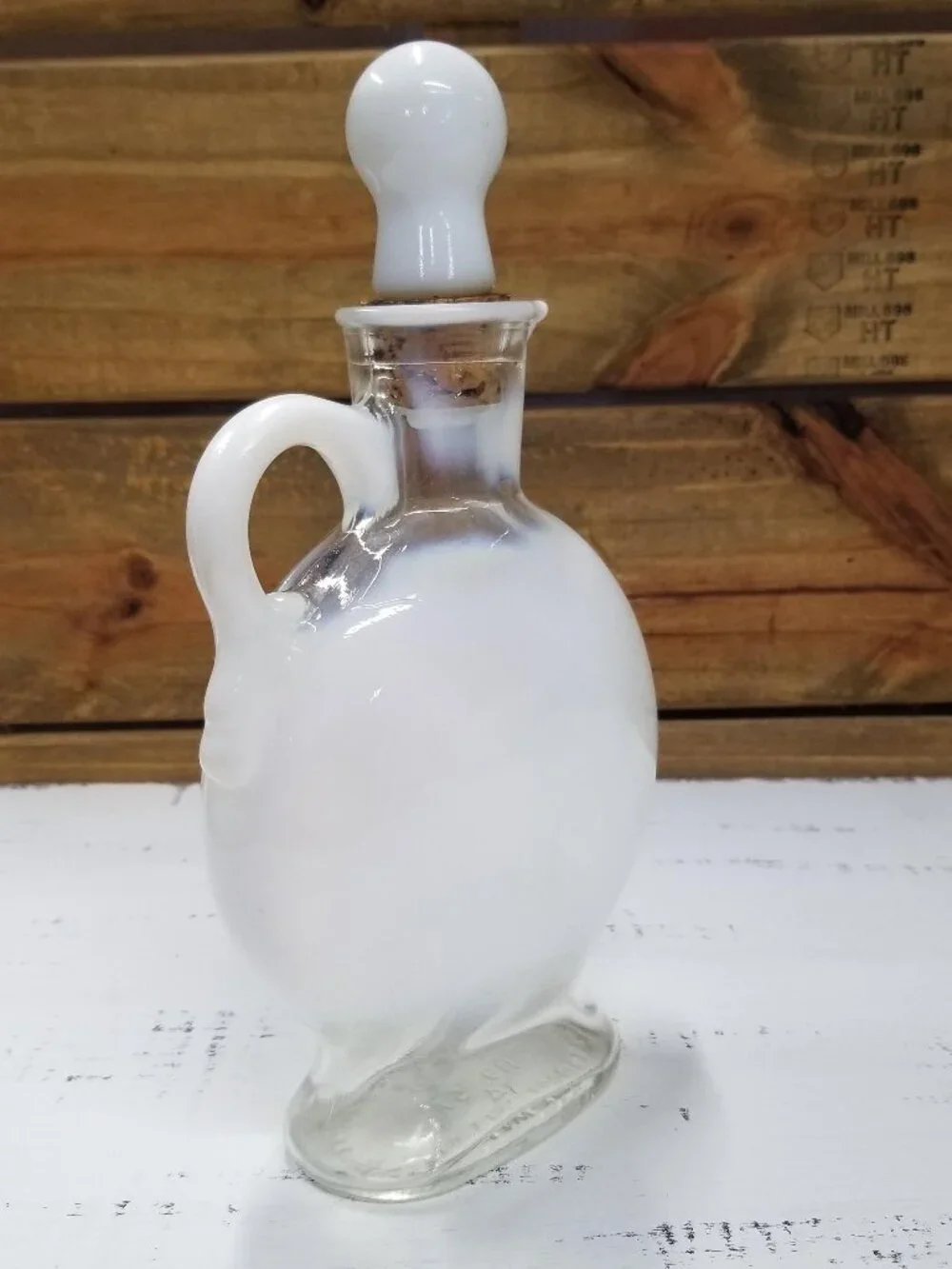 Jim Beam Whiskey Decanter Bottle Glass Opalescent Glass 1957 EMPTY BOTTLE